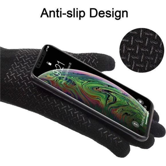 Winter Touchscreen Gloves for Men Women Black - Picture 3 of 6